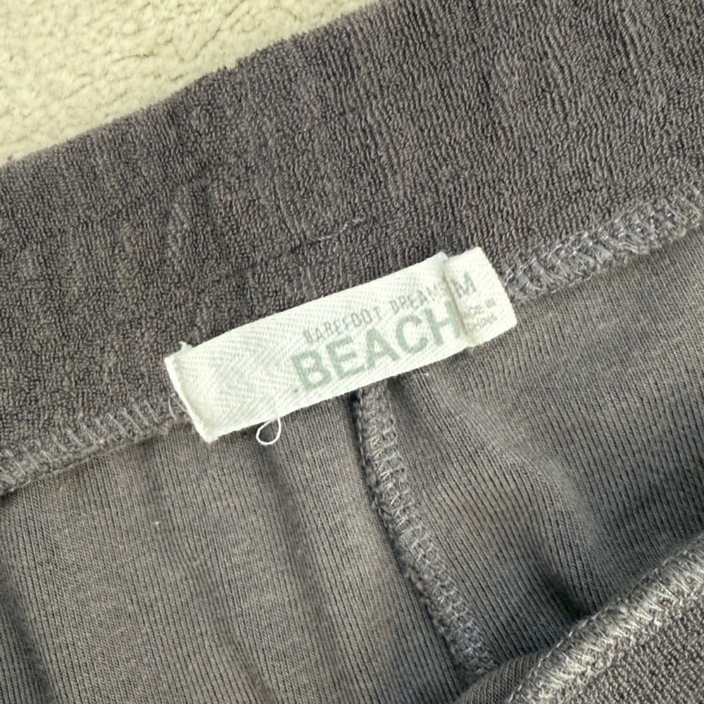 Barefoot Dreams Beach Cozy Terry Crop Wide Leg Carbon Grey Lounge Pants Medium - Picture 8 of 10